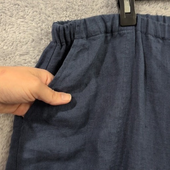 Valerie Stevens Linen Pants Women's 1X Blue Elastic Waist Lightweight Casual - Picture 3 of 12